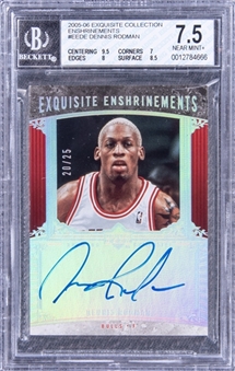2005-06 UD "Exquisite Collection" Exquisite Enshrinements #EEDE Dennis Rodman Signed Card (#20/25) - BGS NM+ 7.5/BGS 8